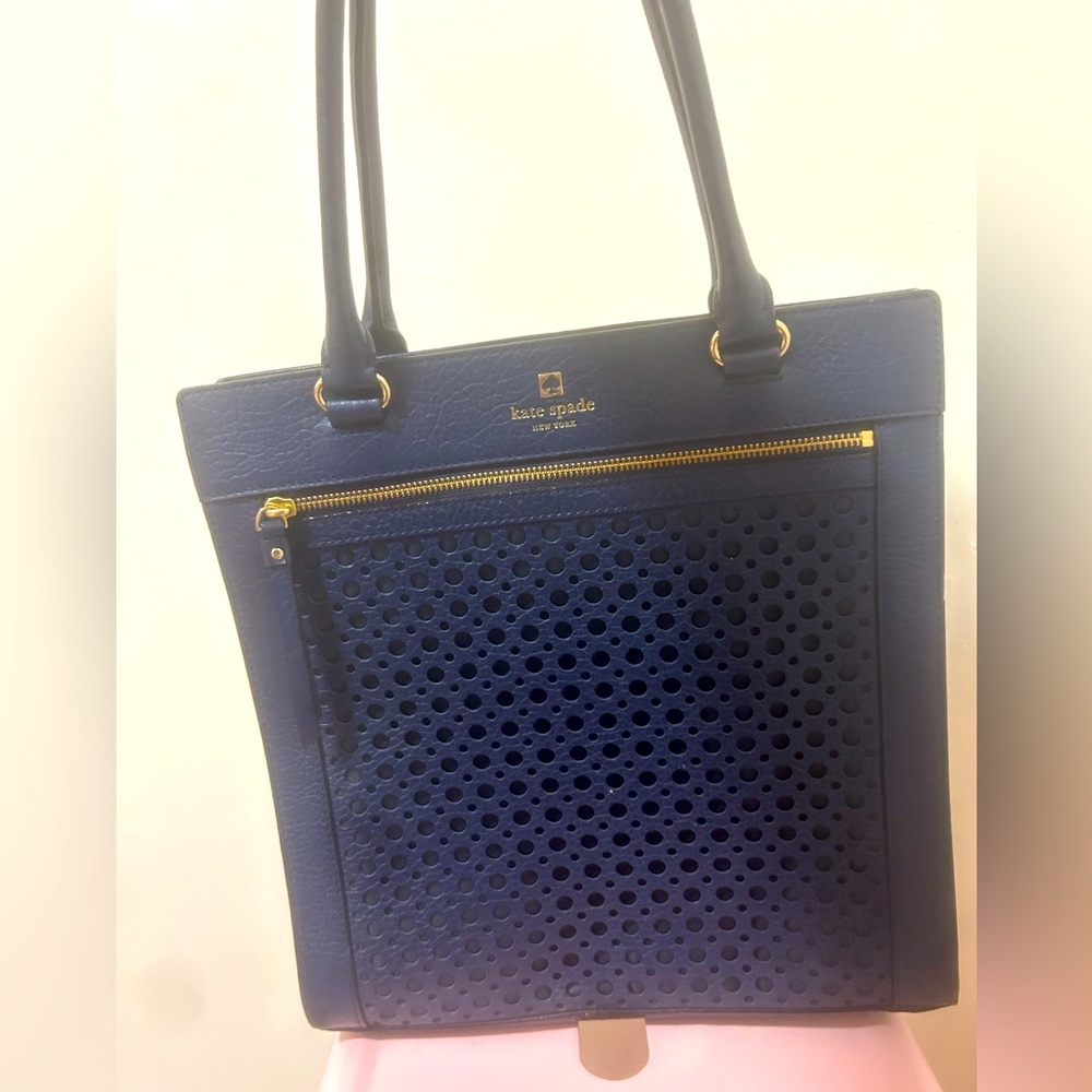 Beautiful large size Kate Spade NY Navy Color Leather Handbag